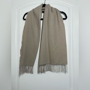 Italian Woolen Treasures Made in Italy Beige Tan 100% Merino Wool Fringe Scarf